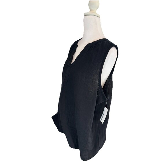 Sonoma Top Black Size XL Gauze Femme V-Neck Tank Blouse Sleeveless Shirt Womens - Picture 3 of 8